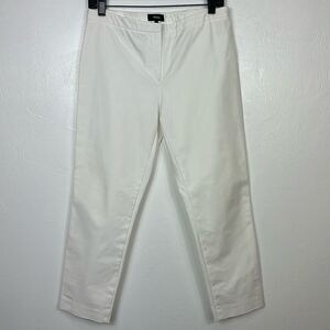 Theory White Cotton Blend Mid Rise Tapered Leg Pants Size 6